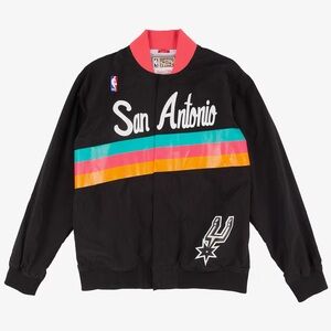 Mitchell & Ness San Antonio Spurs Black Jacket with Multicolor Stripes
